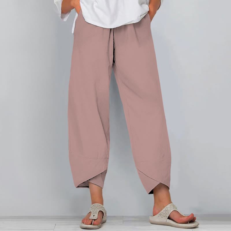 Casual Solid Color Women's Pants - Pink - 8XL - image 6
