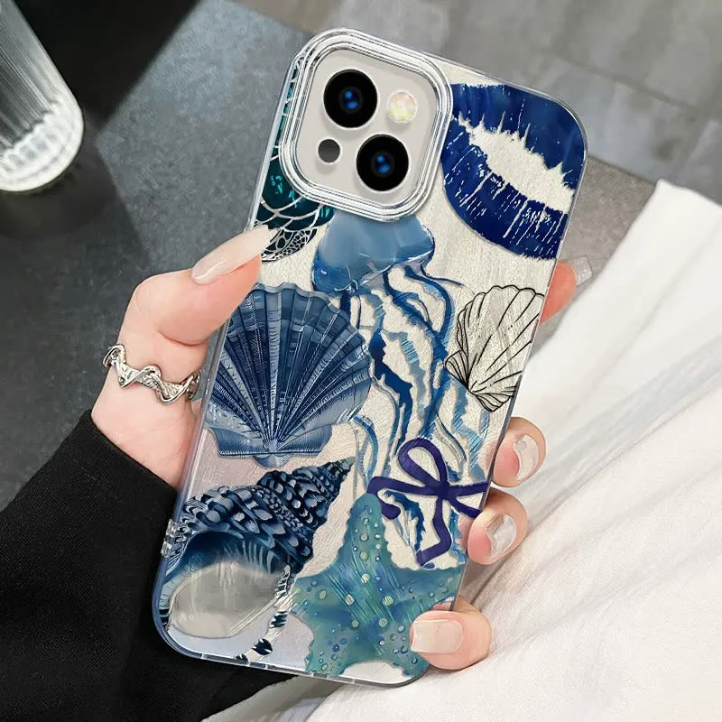 Jellyfish & Shells Print Glitter Phone Case - image 4