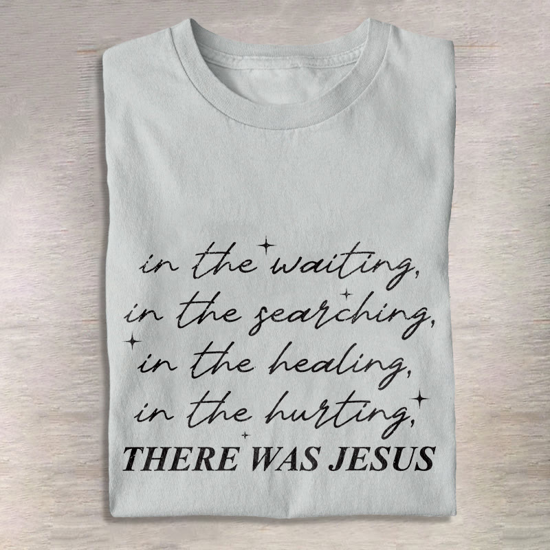 Unisex Christian There Was Jesus Print Three Rabbits Pattern Cotton Print T-shirt - Grey - US20-22(3XL) - image 4