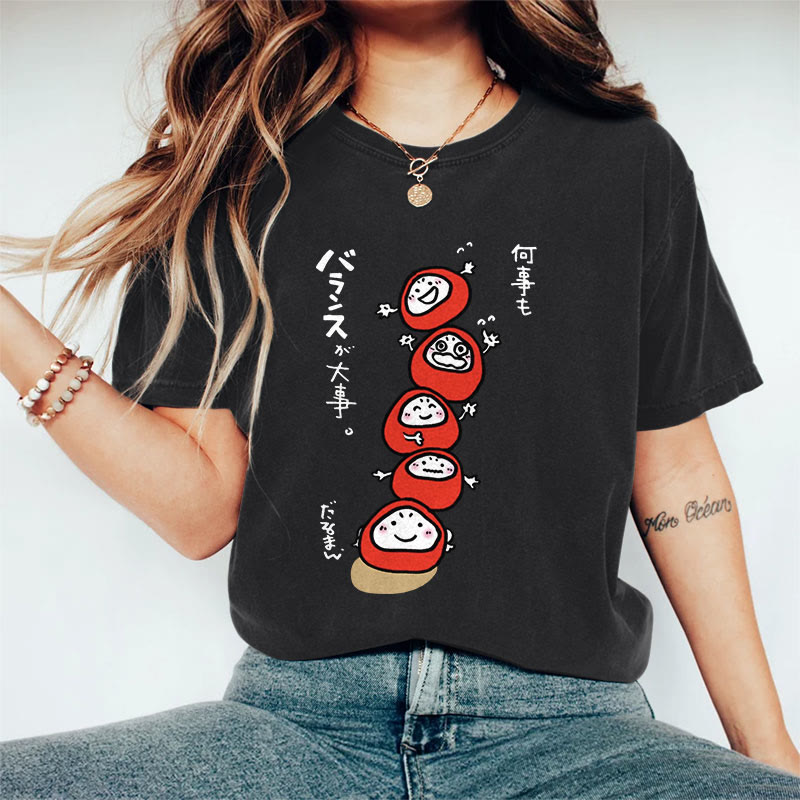 100% Cotton Japanese Lovely Stacking Eggs Print T-shirt - Black - US16-18(2XL) - image 2