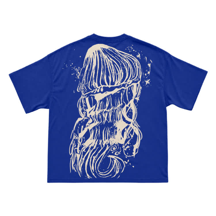 Bleach Line Art Jellyfish Back Graphic T-shirt - Blue - US16-18(2XL) - image 15