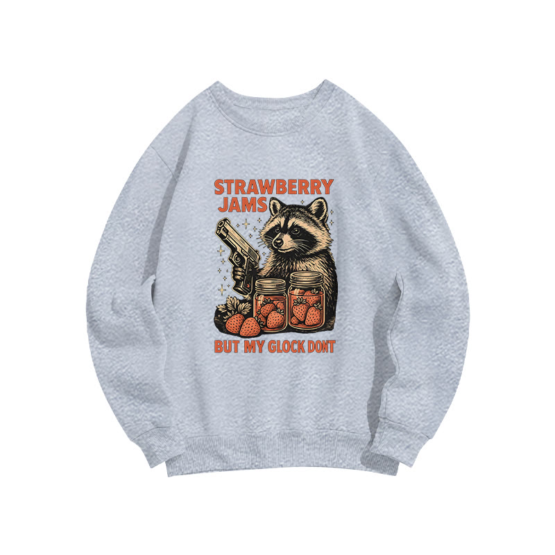 Strawberry Jams Glock Funny Raccoon Crew Neck Sweatshirt - Grey - US16-18(2XL) - image 4