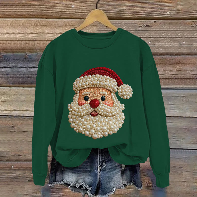 Santa Claus Jewelry Print Long Sleeved Sweatshirt - Green - US16-18(2XL) - image 3
