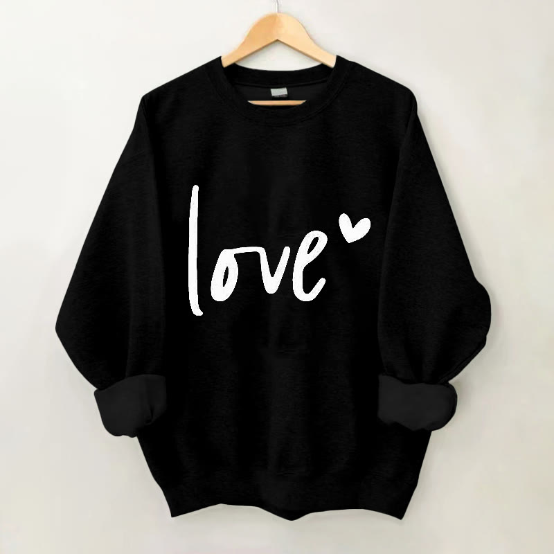 100% Cotton Valentine's Day Love Print Crew Neck Sweatshirt - Black - 2XL - image 4