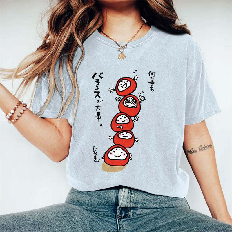 100% Cotton Japanese Lovely Stacking Eggs Print T-shirt - Blue - US16-18(2XL) - image 8