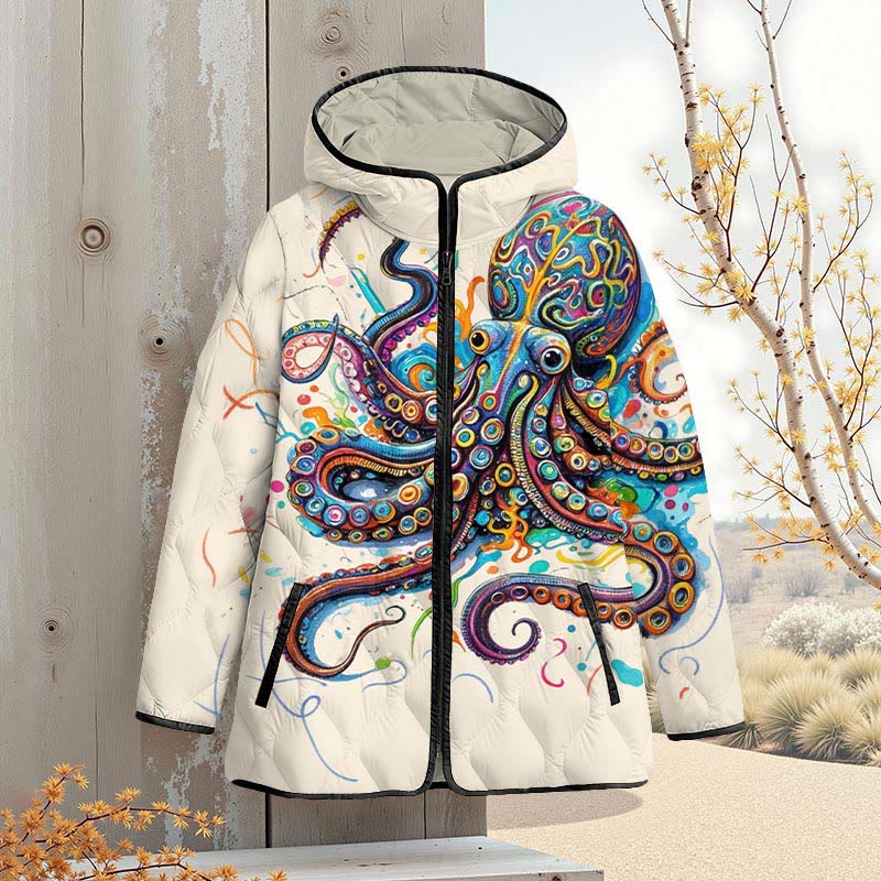Vintage Rainbow Octopus Art Print Zipper Jackets - image 13