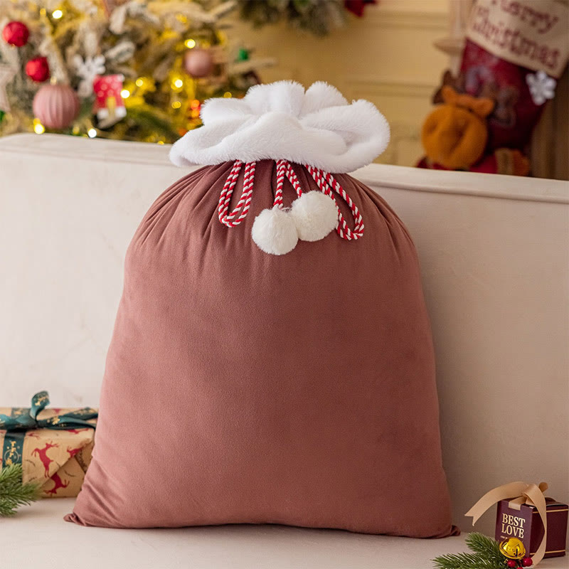 Christmas Gift Bag Drawstring Bag Velvet Bag - Caramel - 40*60cm - image 11