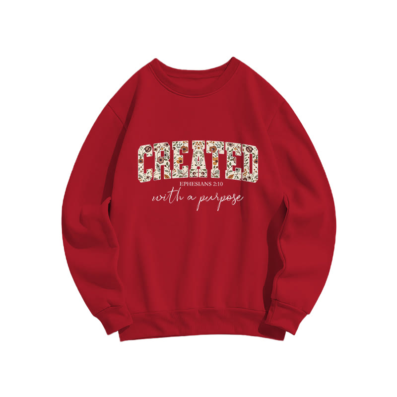 Bible Verse I Created With A Purpose Floral Print Sweatshirt - Red - US16-18(2XL) - image 8