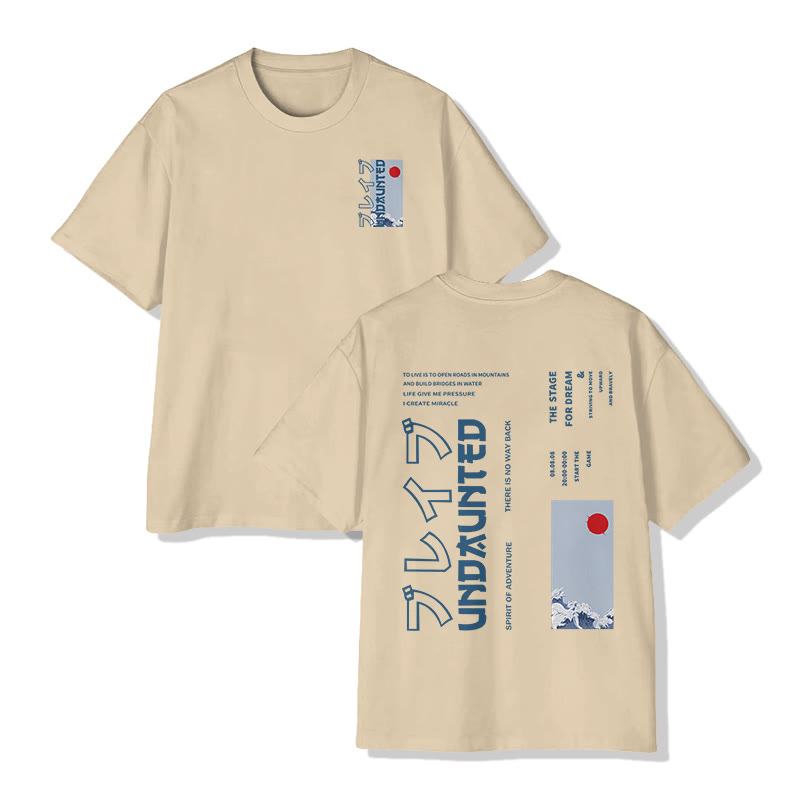 Unisex Undaunted Print  Short Sleeve Crew Neck T-Shirt - Apricot - 2XL - image 5