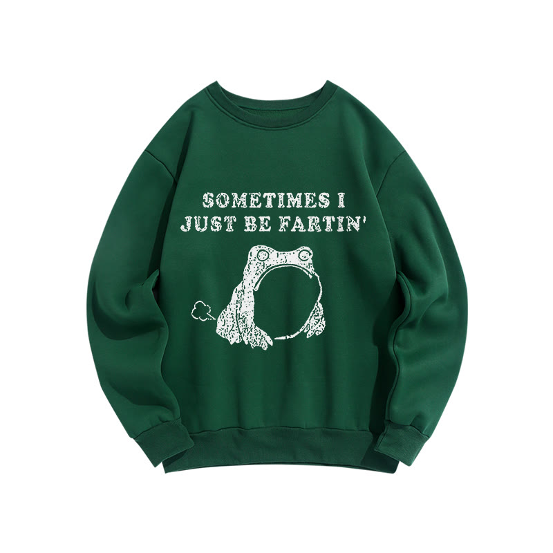 “Sometimes I Just Be Fartin”Frog Print Crew Neck Sweatshirt - Green - US16-18(2XL) - image 5