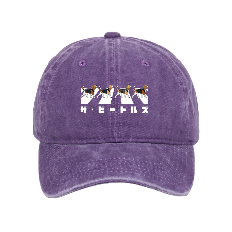 Unisex 100% Cotton Walking Beagles Vintage Print Cap - Purple - one size - image 4
