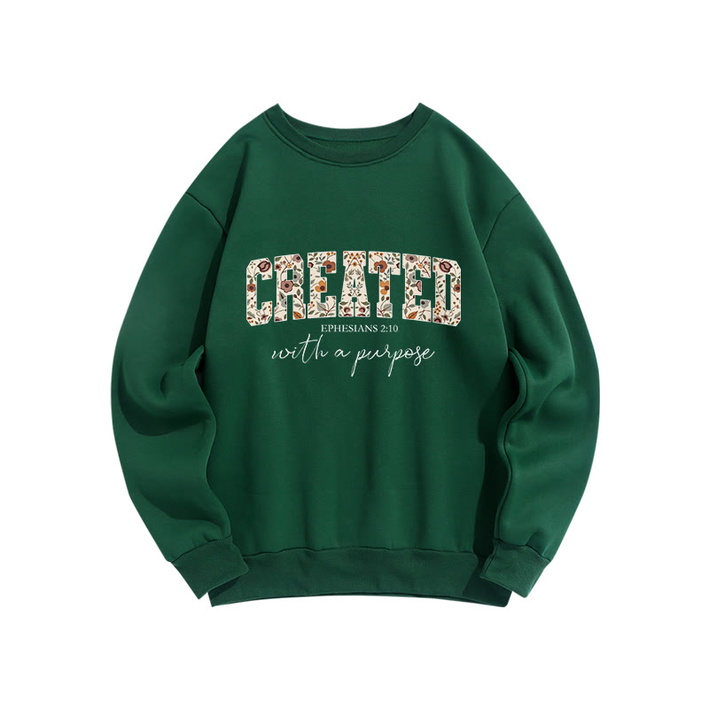 Bible Verse I Created With A Purpose Floral Print Sweatshirt - Green - US16-18(2XL) - image 5