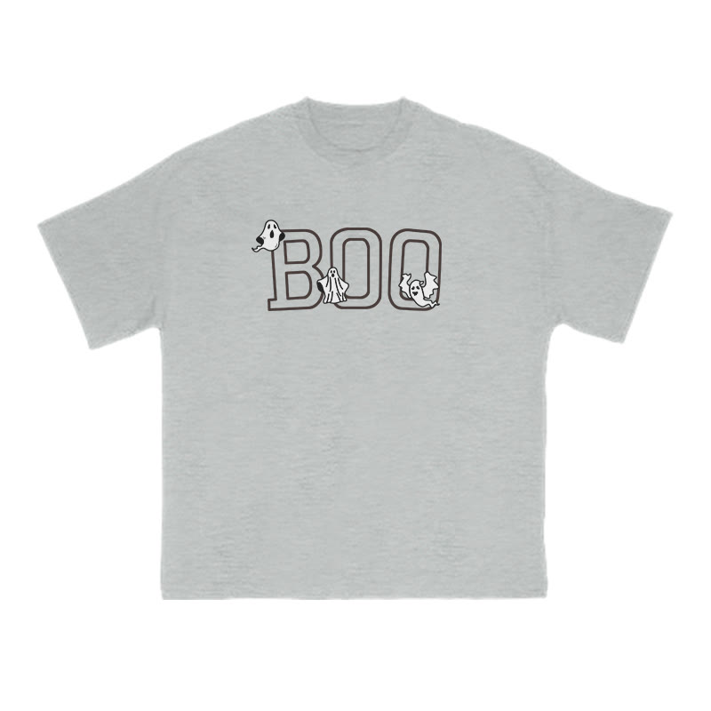 Unisex 100% Cotton Ghost Boo Halloween Print T-shirt - Grey - US16-18(2XL) - image 3