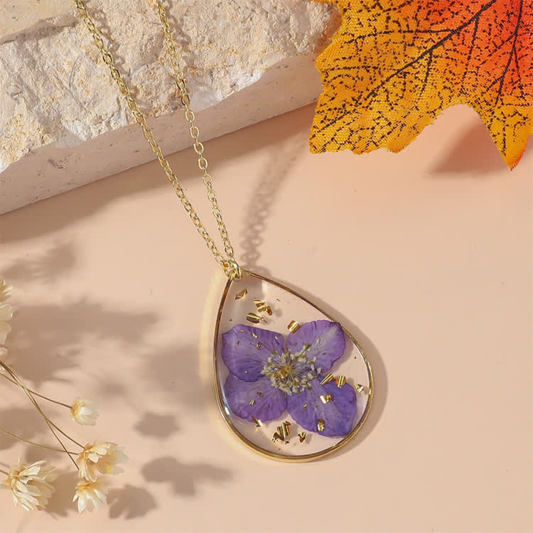 Alzheimer's Forget-me-not Birth Month Flowers Resin Preserved Flower Necklace - 7 - 45cm - image 8