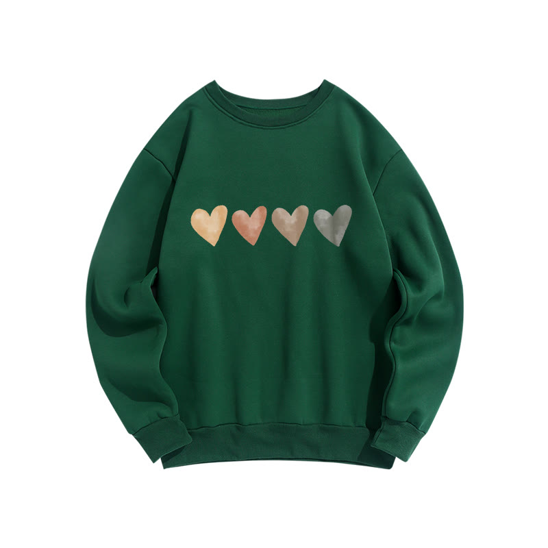 Neutral Watercolor Heart Print Crew Neck Sweatshirt - Green - US16-18(2XL) - image 5