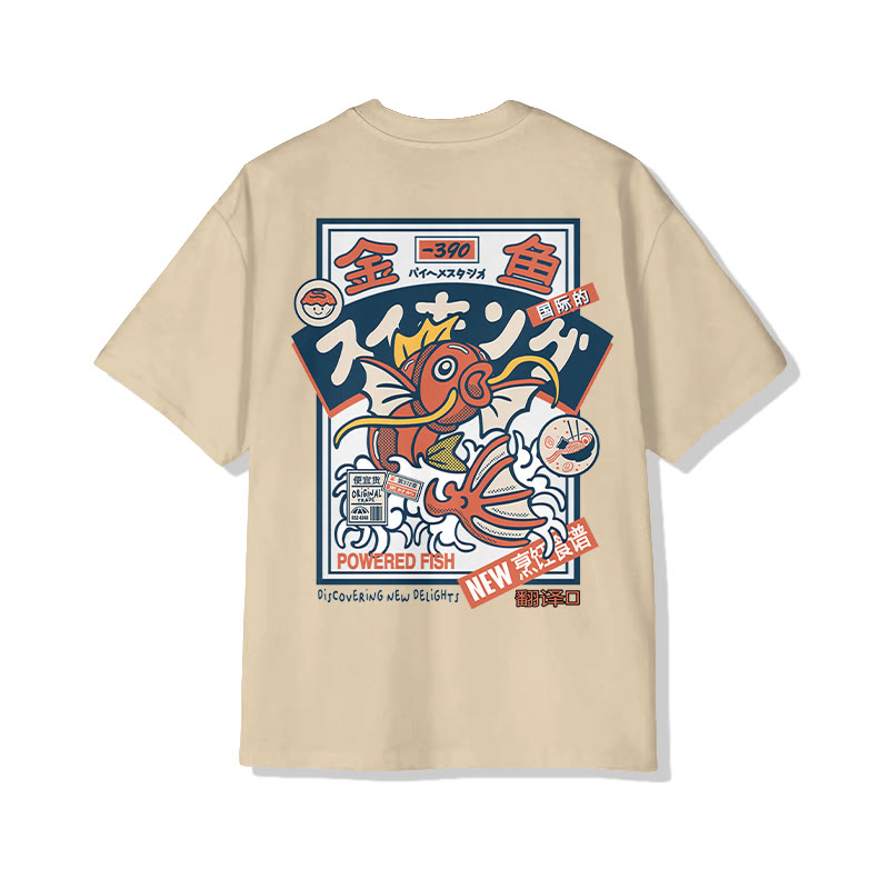 Unisex Koi King Print Short Sleeve Crew Neck T-Shirt - Apricot - 2XL - image 7