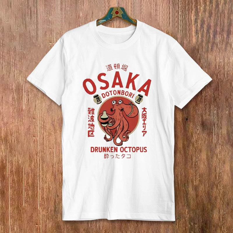100% Cotton Osaka Japan Octopus Print T-shirt - White - 2XL - image 2