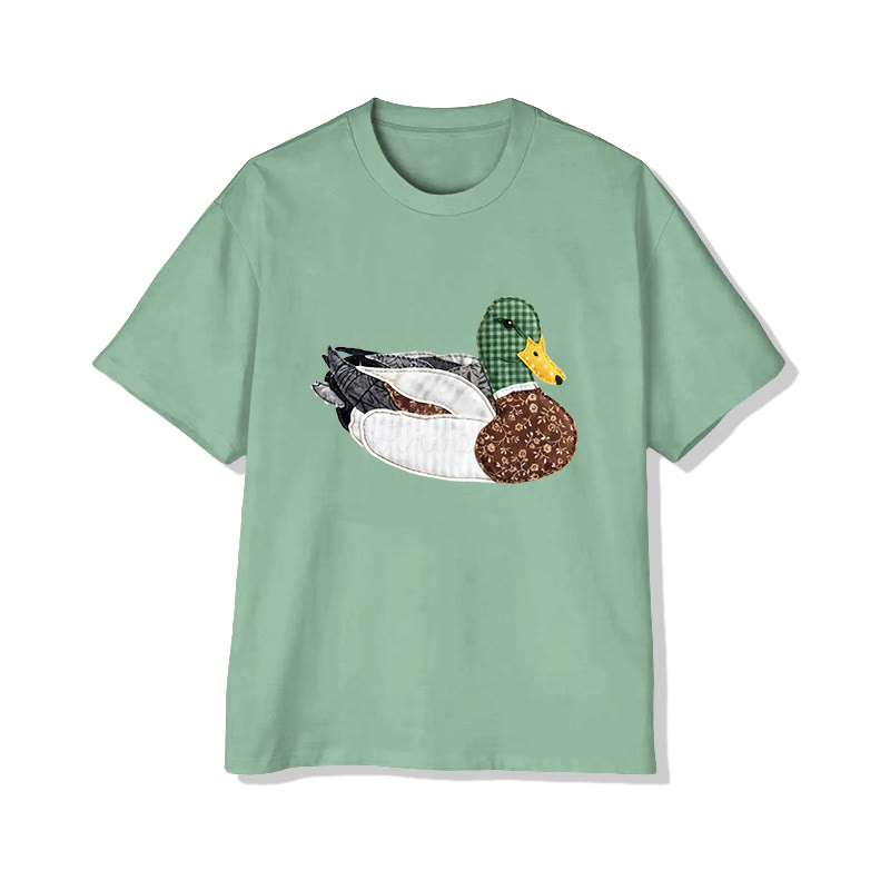 Rural Floral Farm Friend duck pattern Print Pattern Cotton Print T-Shirt - Light Green - US16-18(2XL) - image 13