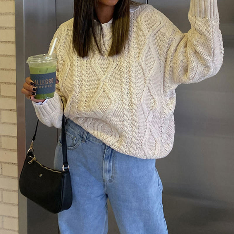 Stylish Solid Color Casual Crew Neck Sweater - image 4