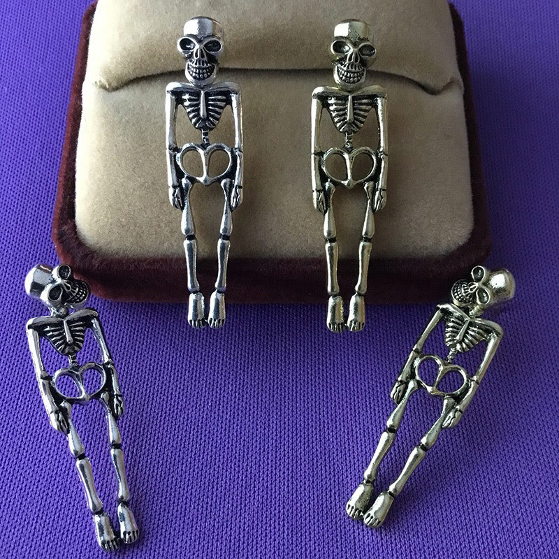 Dashingsoul Halloween Skeleton Simulation Human Skeleton Earrings
