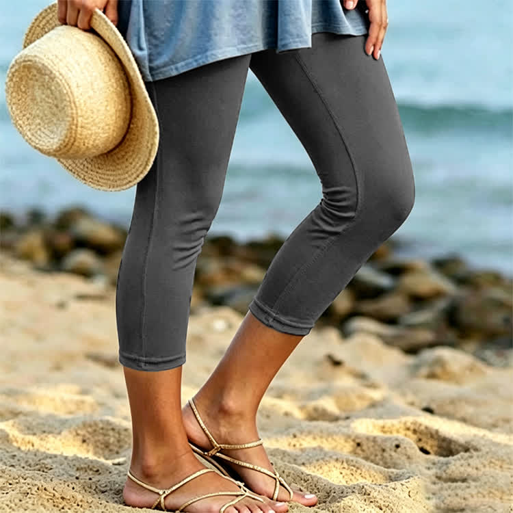 Cozy Solid Capri Leggings - Dark Grey - US 22 (5XL) - image 10