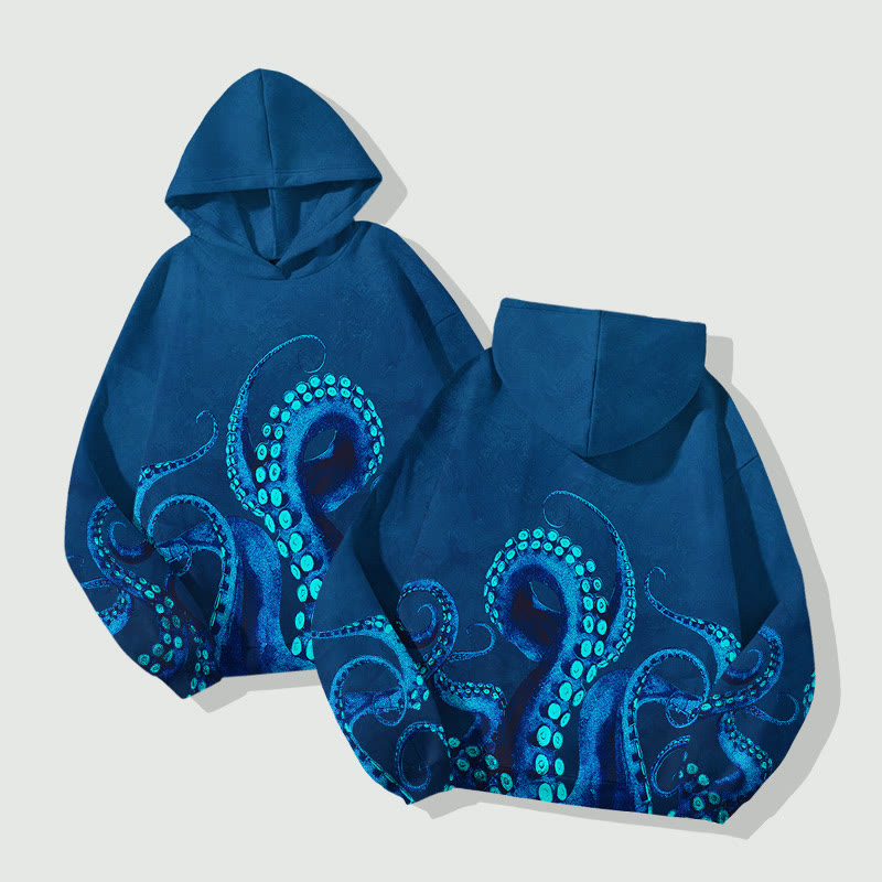 Vintage Ombre Octopus Tentacles Art Print Long Sleeve Hoodie - image 4