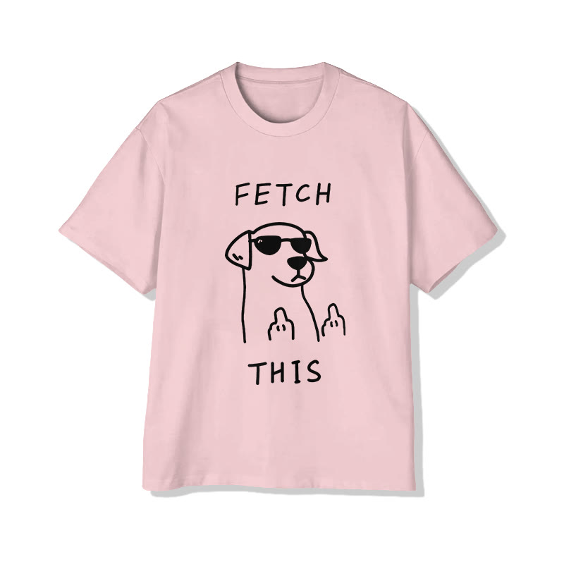 Unisex Fetch This Dog Print Short Sleeved Crew Neck T-shirt - Pink - 2XL - image 4