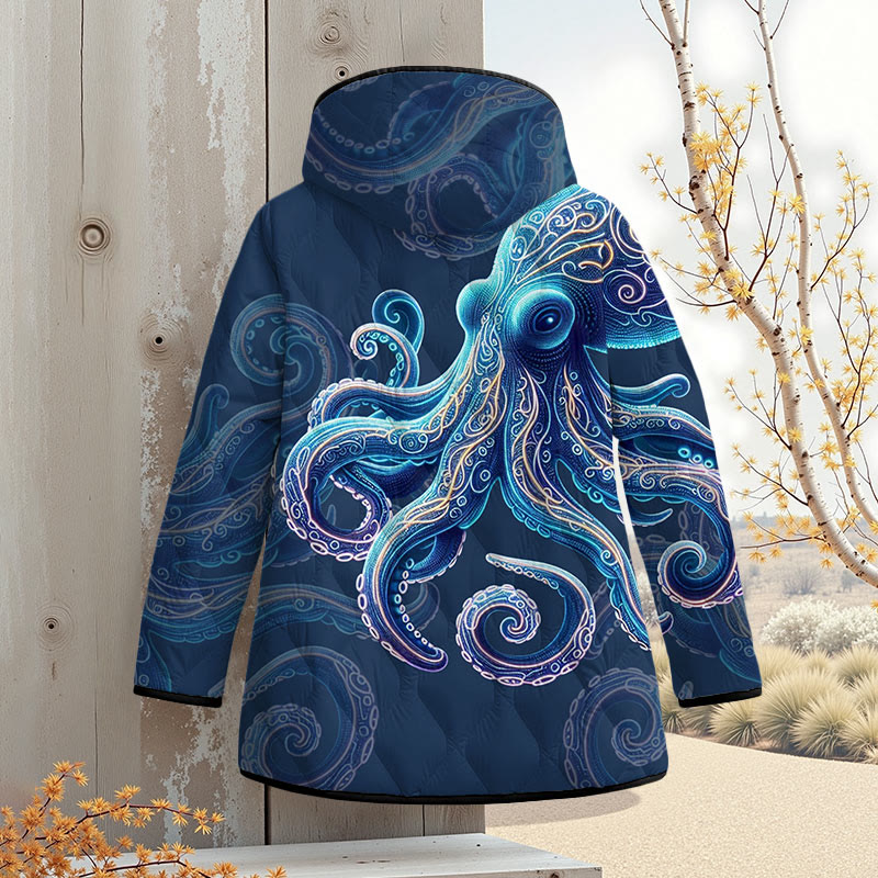 Vintage Wise Ocean Octopus Art Print Zipper Jackets - image 2