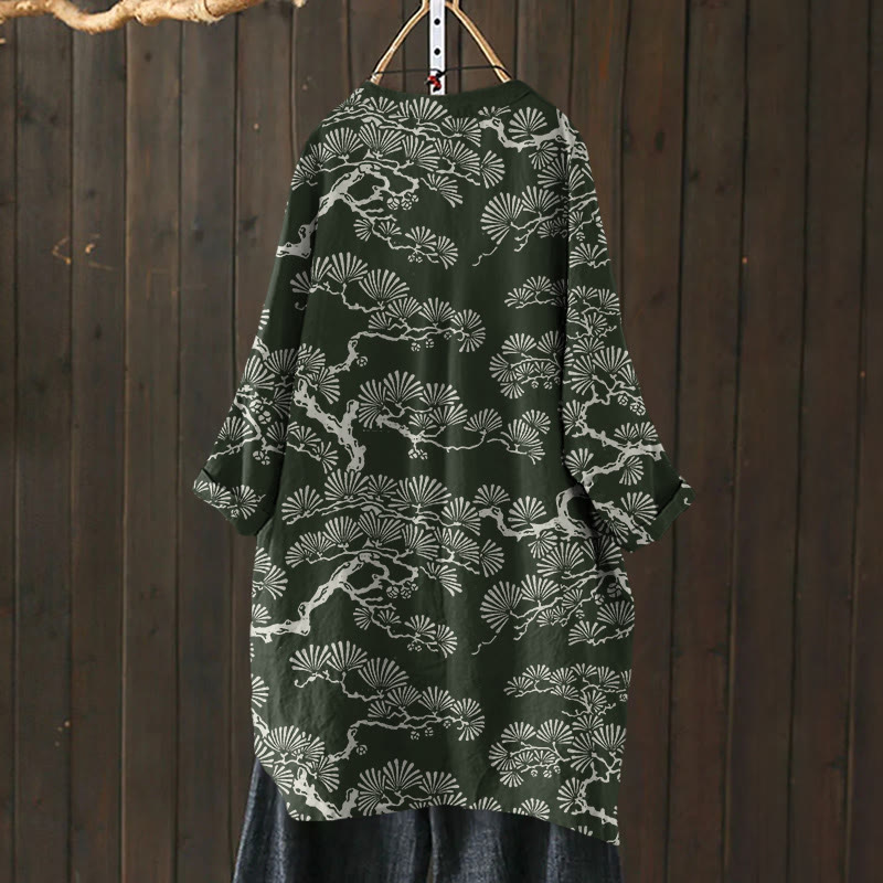 Pine Trees Japanese Art Print Cardigan