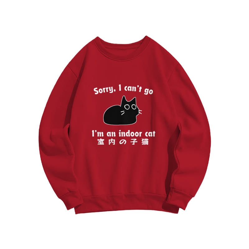 I'm An Indoor Cat Print Crew Neck Sweatshirt - Red - US16-18(2XL) - image 8
