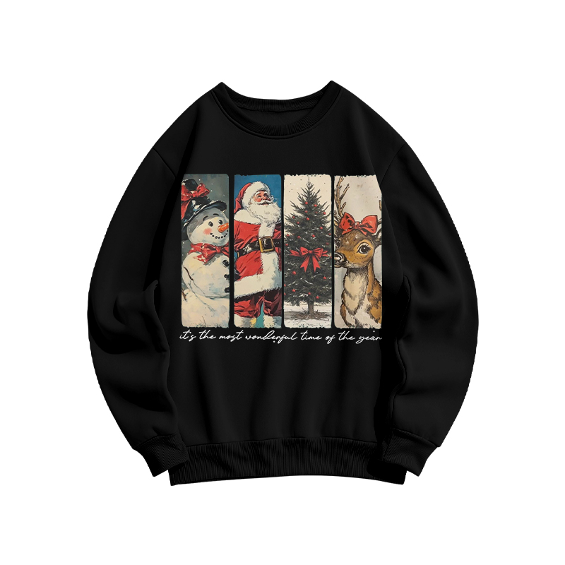 Unisex It's The Most Wonderful Time Of The Year Merry Christmas Print Sweatshirt - Black - US16-18(2XL) - image 2