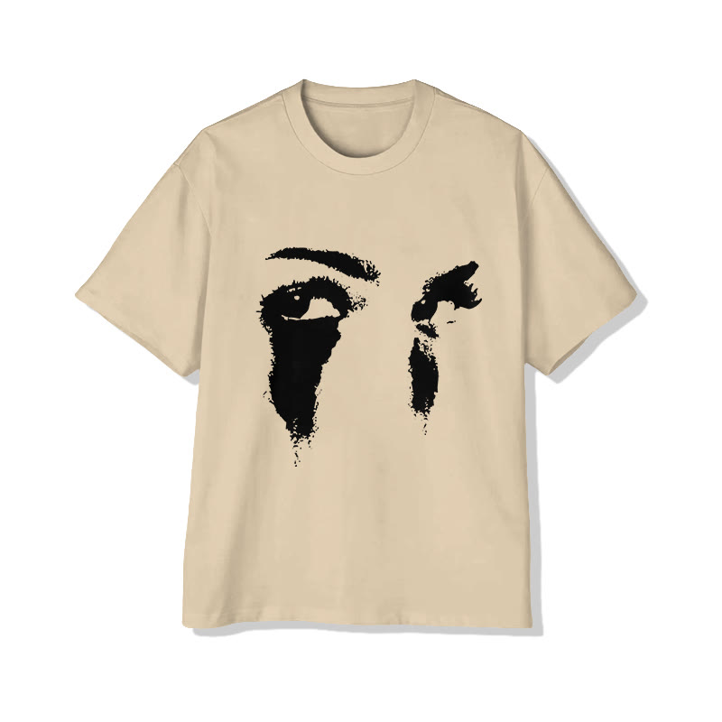 Unisex Abstract Print Short Sleeved Crew Neck T-shirt - Apricot - 2XL - image 3