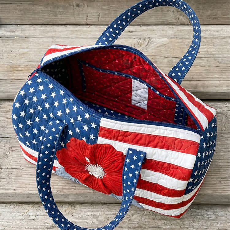 Usa Freedom Blossom Independence Day Pattern Print Quilted Duffle Tote  Bag - image 3