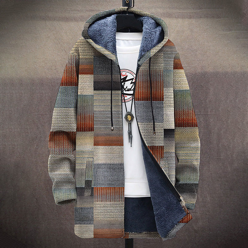 Retro Winter Plaid Print Unisex Plush Thick Long-sleeved Fleece Jacket Coat - image 2