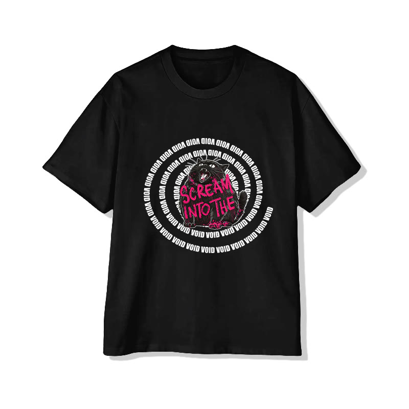 Unisex Scream Into The Void Print Short Sleeved Crew Neck T-shirt - Black - 2XL - image 4