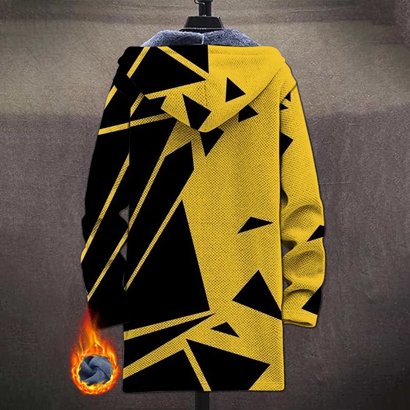 Abstract Yellow And Black Mesh Pattern Print Unisex Plush Thick Long-sleeved Fleece Jacket Coat - image 3