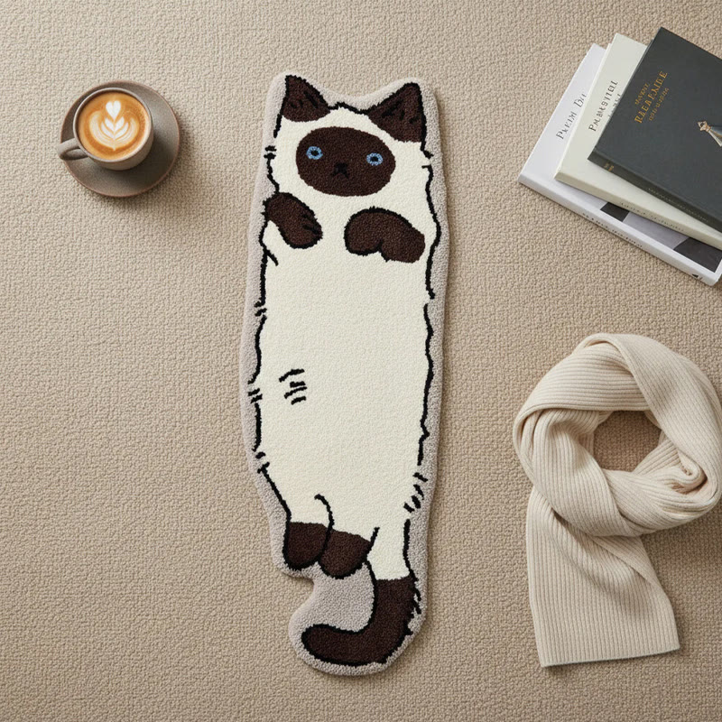 Cute Cat-shaped Soft Faux Cashmere Area Rug Floor Mat - Siamese Cat - 40*60cm - image 16