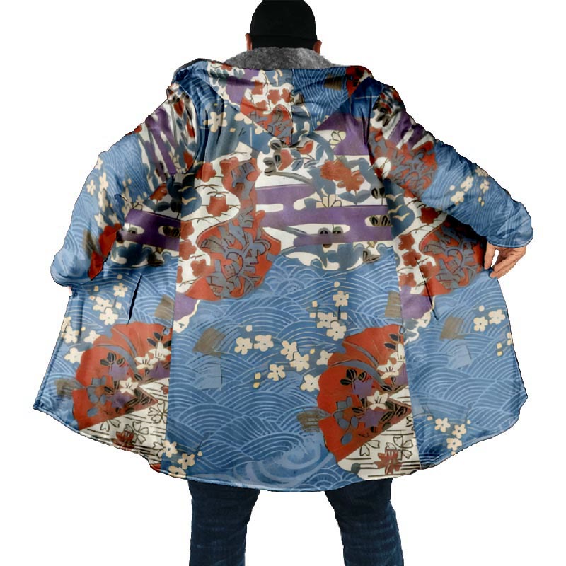 Tranquil Floral Pattern Art Print Unisex Plush Thick Long-sleeved Fleece Jacket Coat - image 5