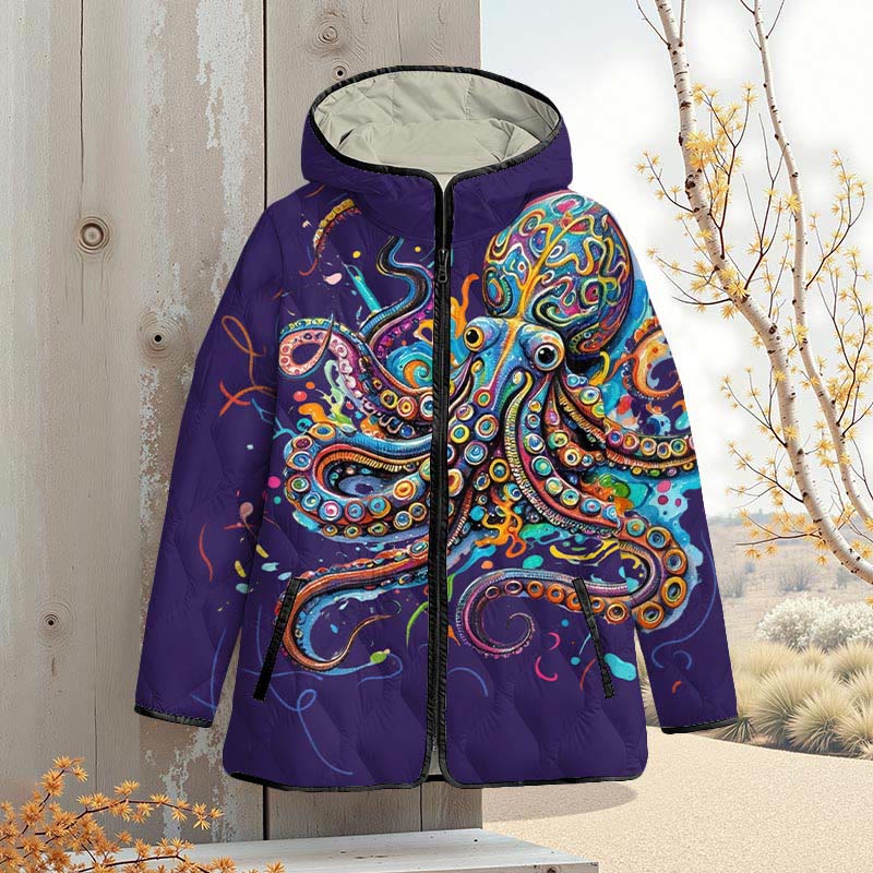 Vintage Rainbow Octopus Art Print Zipper Jackets - image 6