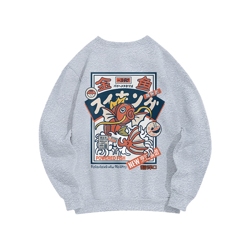 Unisex Koi King Print Long Sleeve Crew Neck Sweatshirt - Grey - US16-18(2XL) - image 10