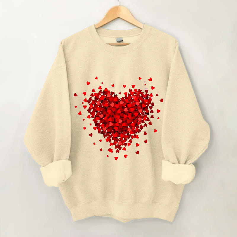 100% Cotton Vintage Valentine's Day Heart Flower Hoodie - Apricot - 2XL - image 1