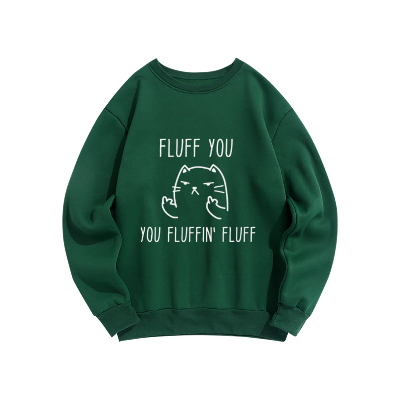 Unisex Fun Cat Disdain Print Long Sleeve Crew Neck Sweatshirt - Green - US16-18(2XL) - image 5