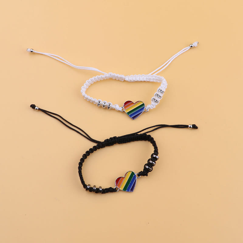 2 Card-mounted Rainbow Color Stitching Hand-woven Adjustable Couple Bracelet Set - image 13