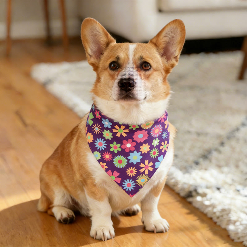 Cute Floral Pattern Prints dog and cat bandana - 5 - 45*45 - image 8