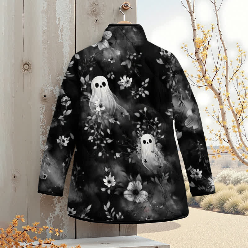 Ghost In The Flowers Halloween Print Outerwear Jackets - image 6