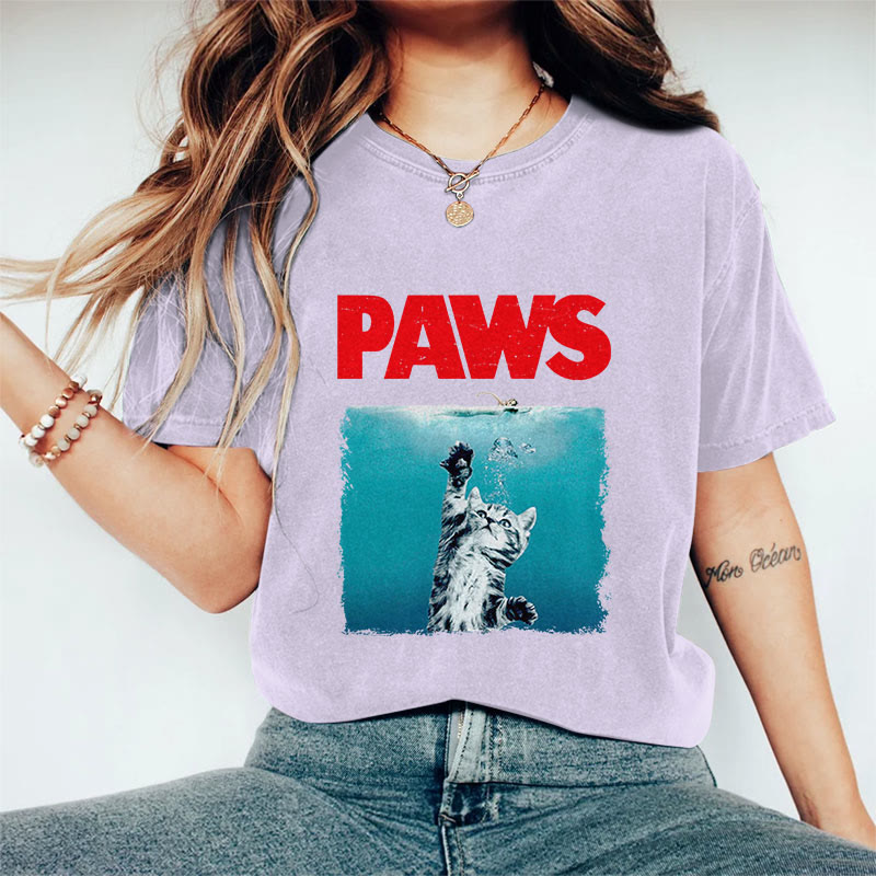 100% Cotton Paws Kitten Jaws Cute Cat Fun T-shirt - Purple - 2XL - image 9