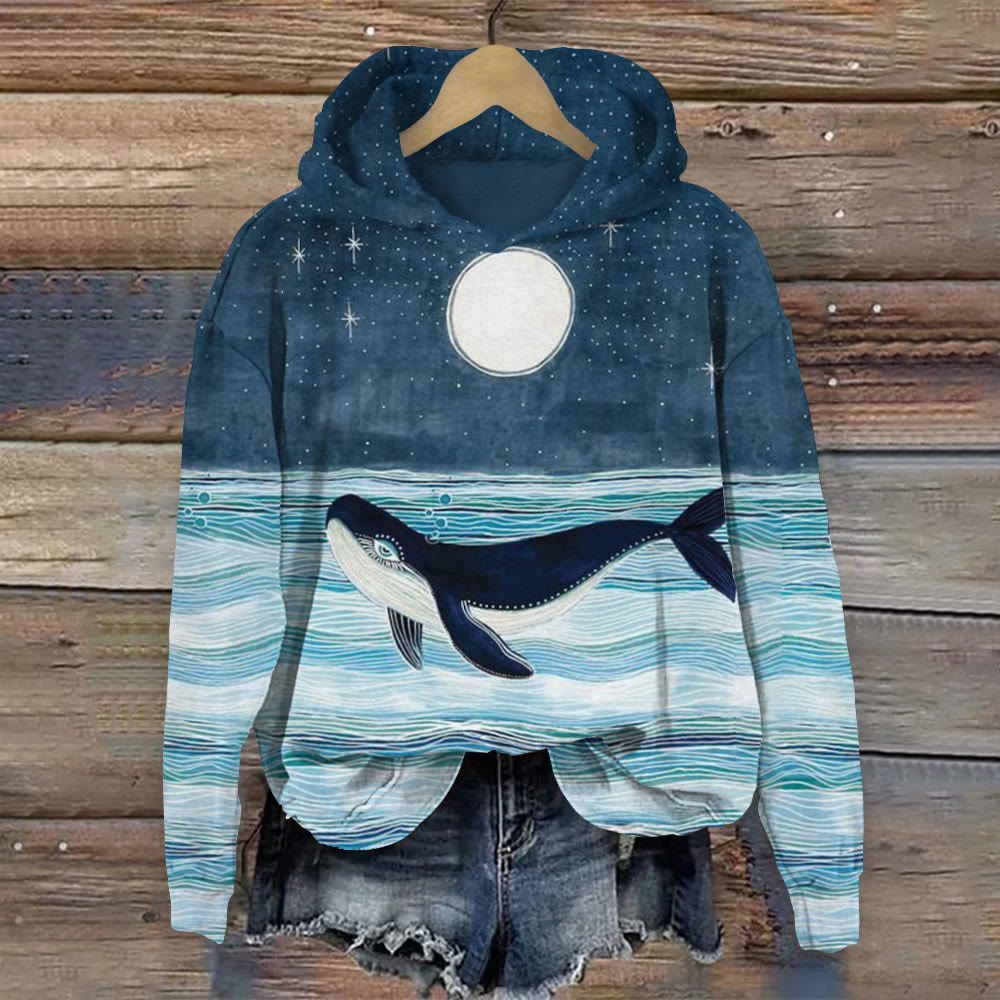 Whale printed best sale casual sweatshirt