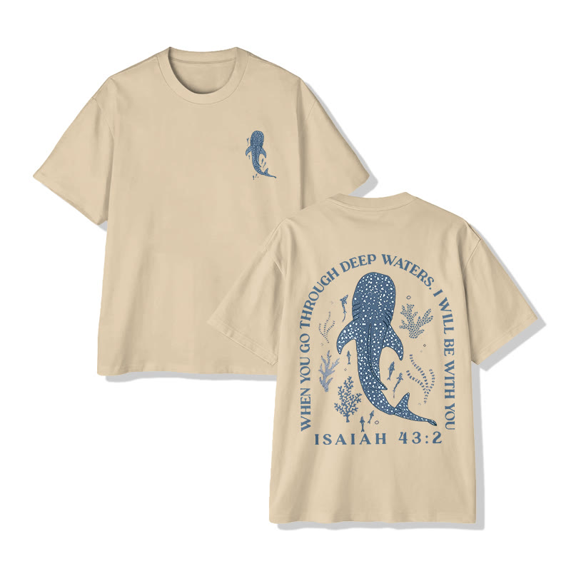 Unisex Isaiah 43:2 When You Go Through Deep Waters Print Short Sleeve Crew Neck T-shirt - Apricot - 2XL - image 4