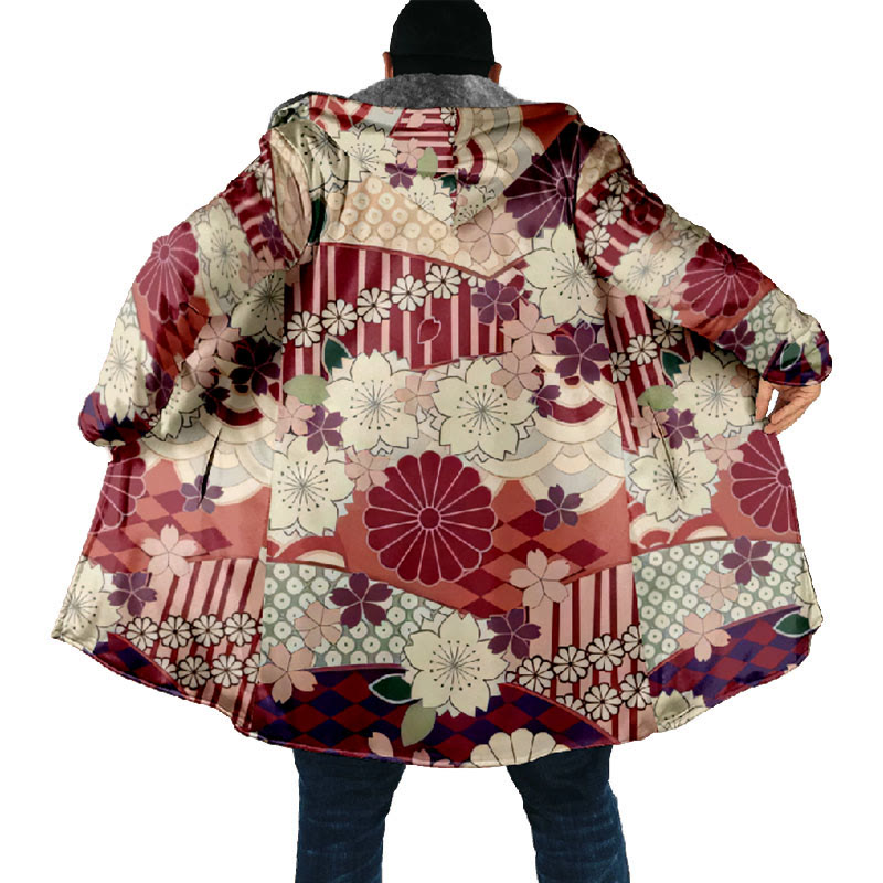 Colorfu Vividl Floral Art Print Unisex Plush Thick Long-sleeved Fleece Jacket Coat - image 4