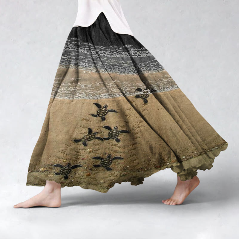 Baby Sea Turtles Beach Skirt - Dark Grey - 5XL - image 4